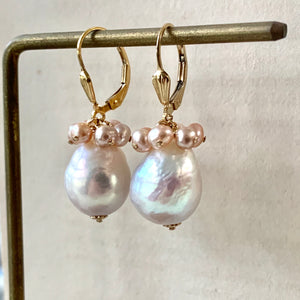White Baroque & Pink Pearls 14kGF