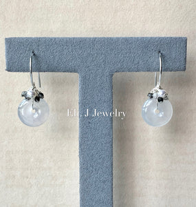 Petite Icy Jade Donuts: Icy White, Black Rutile & Pearls 925 Silver