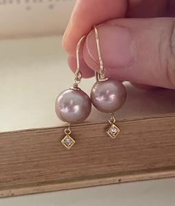 Pink Edison Pearls & Diamond Shaped Charm