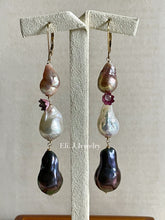 Load image into Gallery viewer, Shikki: Layered Pearls, Vintage Flower on 14k GF Earrings