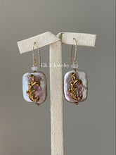 Load image into Gallery viewer, Rita: Pink Keshi Pearls, Vtg Swirls Earrings