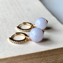 Load image into Gallery viewer, Lavender Jade on CZ Hoops
