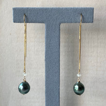 Load image into Gallery viewer, AA Tahitian Bright Peacock Pearls 14kGF Threaders