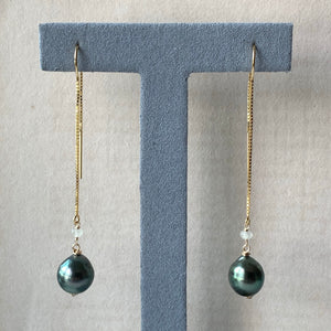 AA Tahitian Bright Peacock Pearls 14kGF Threaders