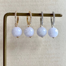 Load image into Gallery viewer, Lavender Jade on CZ Hoops