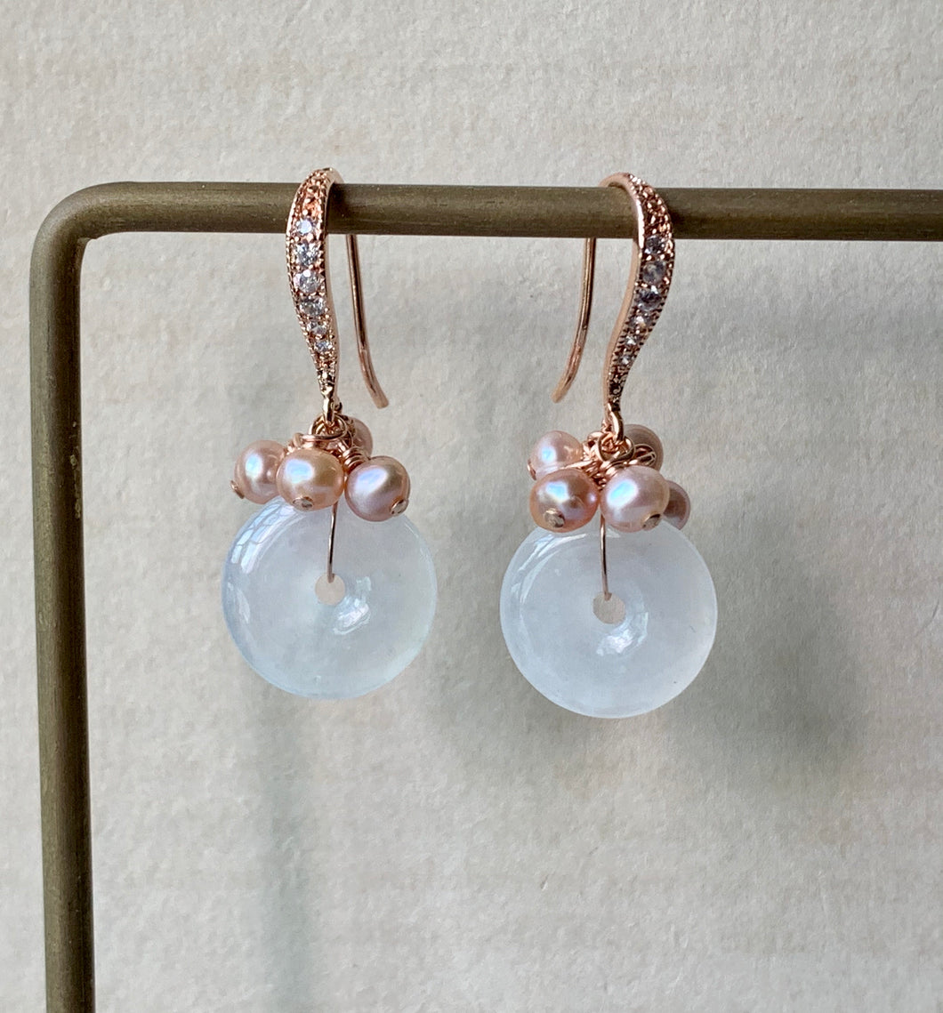 Petite Jade Donuts: Icy White & Pink Freshwater Pearls