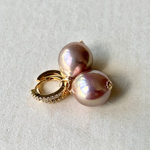 Load image into Gallery viewer, Unicorn Gold Peach Edison Pearls on Hoops