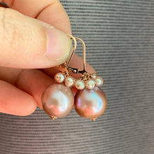 Load image into Gallery viewer, Bronze-Pink Edison Pearls &amp; Blush Peach Baby Pearls on 14kRGF