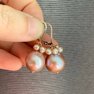 Bronze-Pink Edison Pearls & Blush Peach Baby Pearls on 14kRGF
