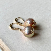 Load image into Gallery viewer, Pink Rainbow Edison Pearl Earrings Gold