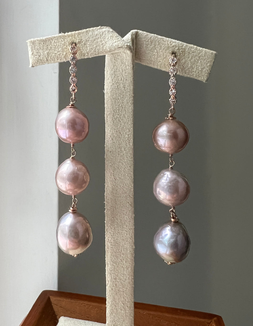 Pearl Drops Pink Pearls 14kRGF Earrings