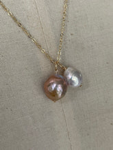 Load image into Gallery viewer, Two Pearls: Pink Edison &amp; Ivory Necklace 14kGF