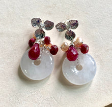 Load image into Gallery viewer, Icy White Jade with Rubies &amp; Pearls