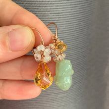 Load image into Gallery viewer, Green Jade Piggie &amp; Citrine 14kGF