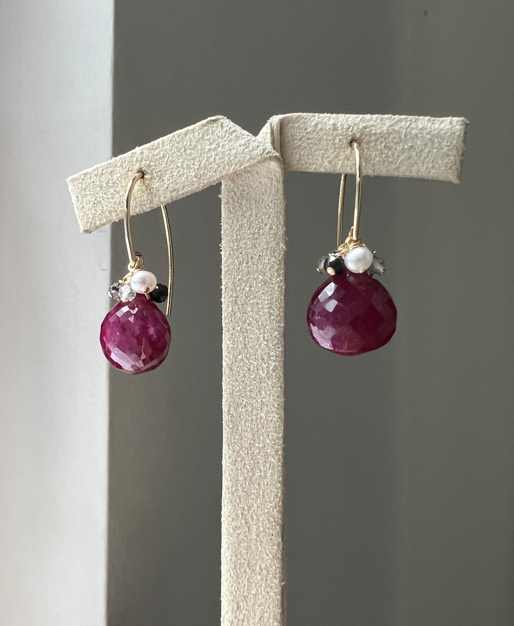 Ruby, Rutile 14kGF Earrings