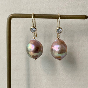AAA Rainbow Pink Edison Pearls 14kGF Earrings