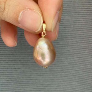 Large Peach Edison Pearl 14k Gold Filled Pendant