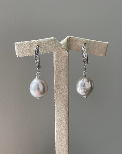 Lustrous Ivory Pearls on Silver CZ Hooks