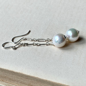 Round White Freshwater Pearls on 925 Sterling Silver