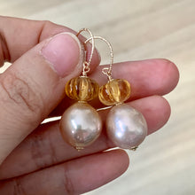 Load image into Gallery viewer, Light Peach &amp; Citrine Pumpkin 14kGF Earrings