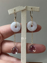 Load image into Gallery viewer, Lavender-Green Type A Jade Donuts &amp; Ametrine Interchangeable 14kGF Earrings