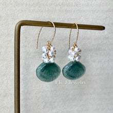 Load image into Gallery viewer, Eli. J Exclusive: Bluish-Green Type A Seashells &amp; Pearls 14kGF Earrings