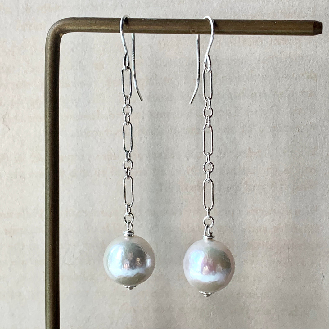 Round White Freshwater Pearls on 925 Sterling Silver