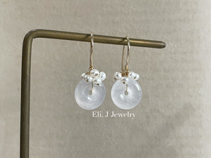 Petite Icy Jade Donuts & Pearls Earrings