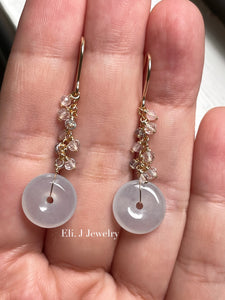 Petite Icy Jade Donuts, Pink Gemstones Earrings