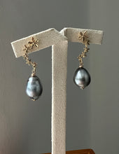 Load image into Gallery viewer, Silver Grey Tahitian Pearls on Cascading Floral Studs