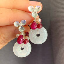 Load image into Gallery viewer, Icy White Jade with Rubies &amp; Pearls
