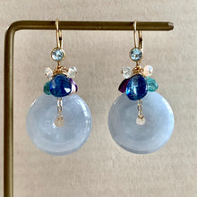 Load image into Gallery viewer, Lavender Jade Donuts &amp; Blue Gemstones 14kGF Earrings