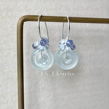 Load image into Gallery viewer, Petite Icy Donuts: Icy Faint Green Jade, Tanzanite, &amp; Gems 925 Silver