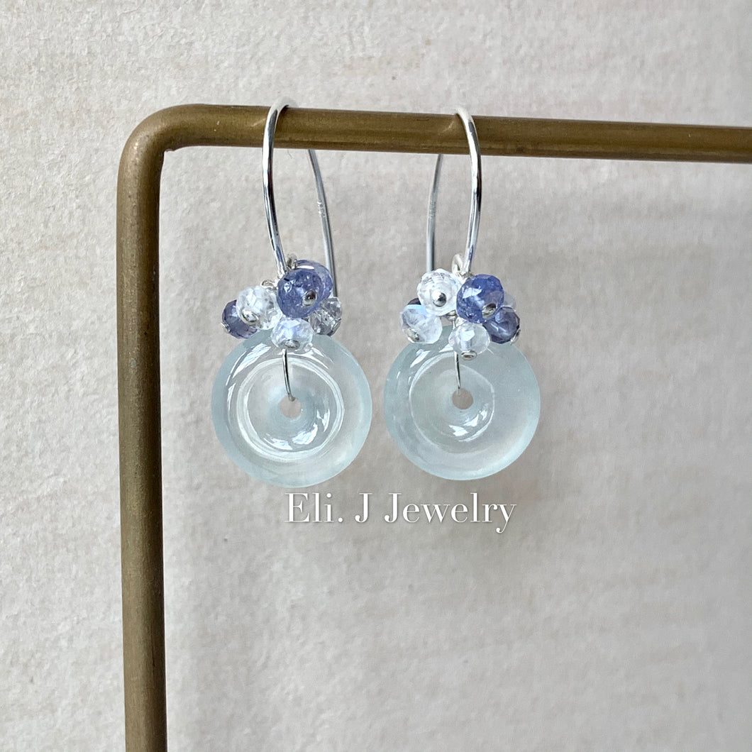 Petite Icy Donuts: Icy Faint Green Jade, Tanzanite, & Gems 925 Silver