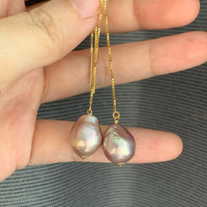 Lilac Pink Unicorn Edison Pearls 14kGF Threaders