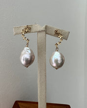 Load image into Gallery viewer, Large Ivory Pearls with Cascade Floral Studs