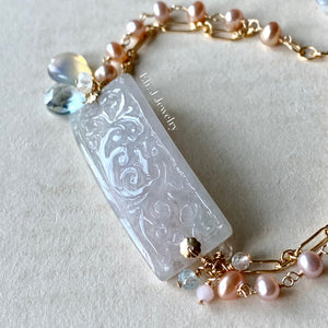 Eli. J Signature: Lavender Jade Dragon Bar Bracelet, Pearls & Gems