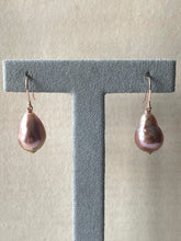 Load image into Gallery viewer, Purple-Pink Edison Drop Pearls 14kRGF Earrings