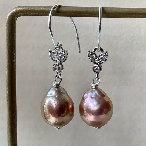 Baby Copper-Pink Edison Pearls 925 Silver