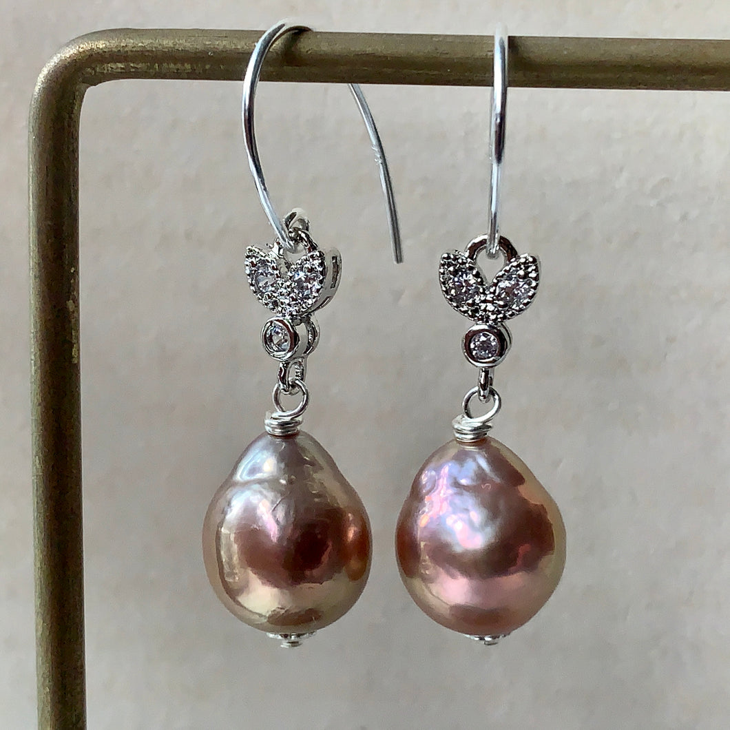 Baby Copper-Pink Edison Pearls 925 Silver