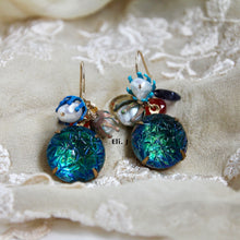 Load image into Gallery viewer, Vintage Ocean Glass Gems &amp; Flowers, Pearls &amp; Gemstone 14kGF Earrings