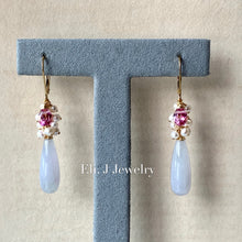 Load image into Gallery viewer, Eli. J Exclusive: Lavender Jade Drops, Pink Topaz, Pearls 14kGF Earrings