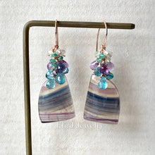 Load image into Gallery viewer, Northern Lights, Norway- Fluorite, Apatite, Pink Amethyst 14kRGF Earrings