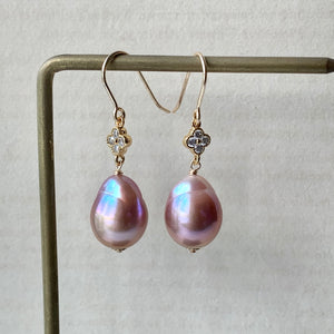 Purple Edison Pearls Clover 14kGF