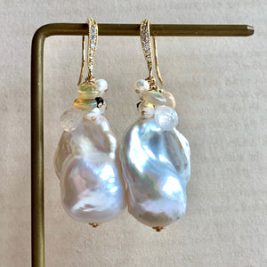 AAA White Baroque Pearls Opal Rainbow Moonstone