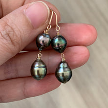 Load image into Gallery viewer, Peacock Circle Tahitian Double Pearls 14kGF