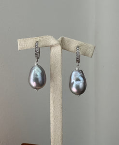 Silver Pearls on CZ Hoops