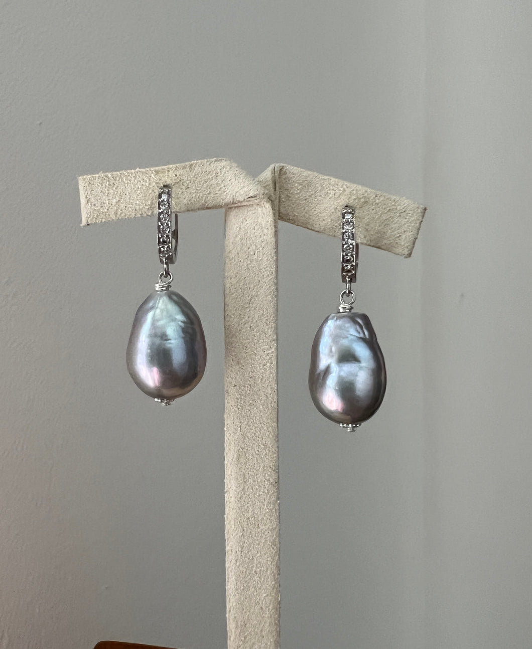 Silver Pearls on CZ Hoops