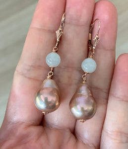 Icy Jade & Pink-Gold Edison Pearls 14kRGF
