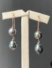 Load image into Gallery viewer, Circle Tahitian Double Pearls 14kRGF Earrings